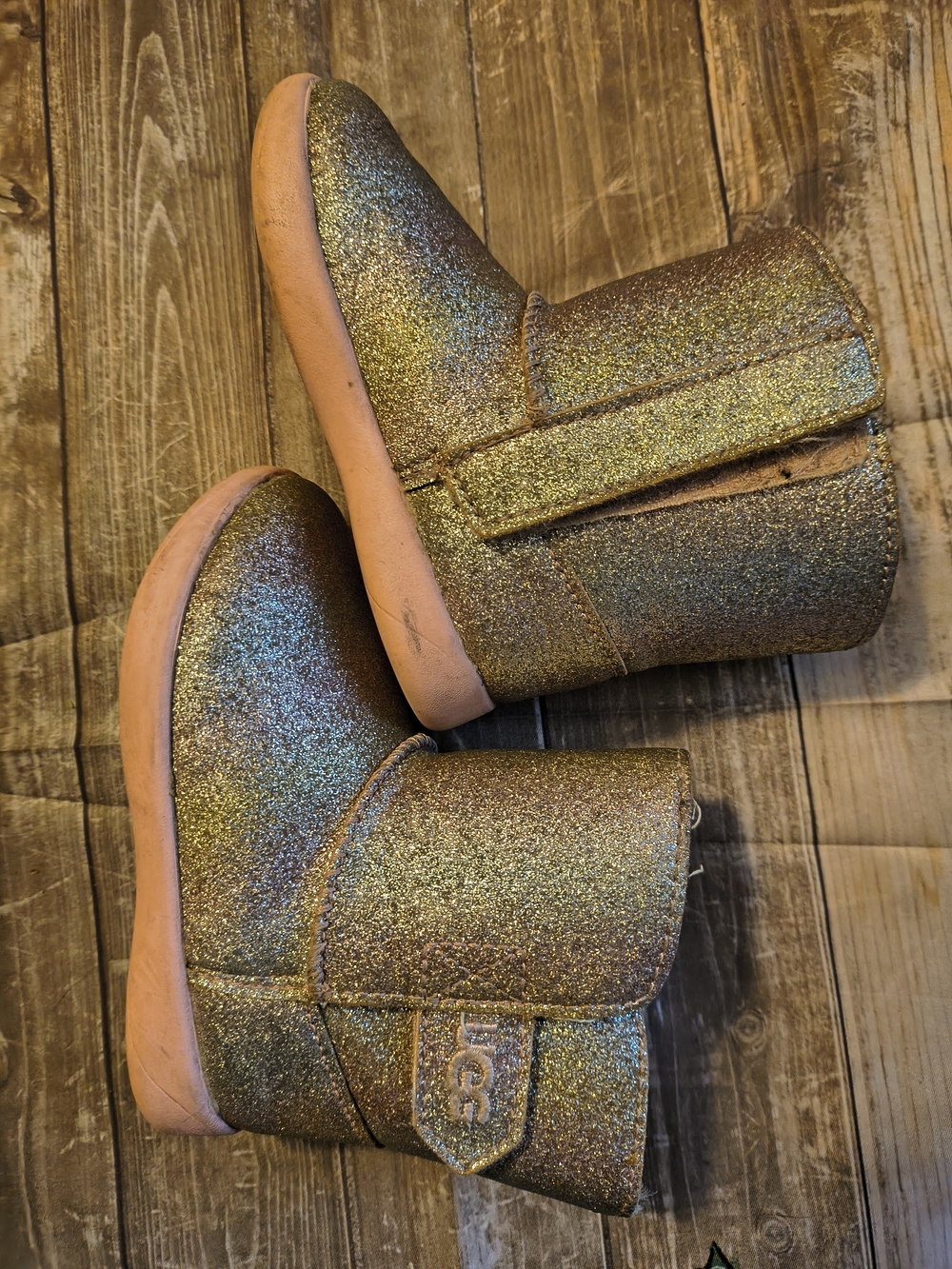 UGG Kids Glittery Silver and Pink Sparkle Boots